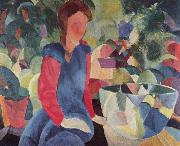 August Macke Madchen mit Fischglocke oil